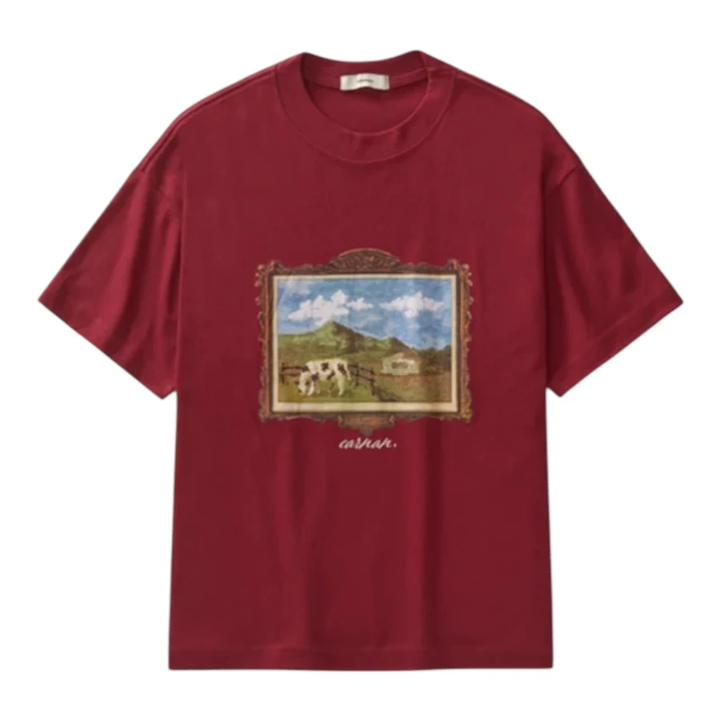 Camiseta Carnan Ranch Painting Boxy Heavy Burgundy