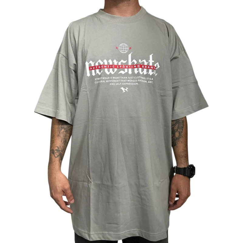 CAMISETA NEW BIG GLOBE LETTER CINZA METAL 201162