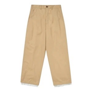 Calça Piet Chino Lined Wide Leg Trousers Khaki 1