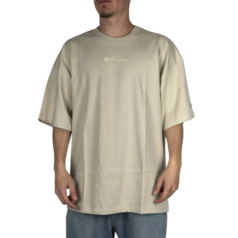 CAMISETA CHAMPION OVERSIZED MINISCRIPT BEIGE