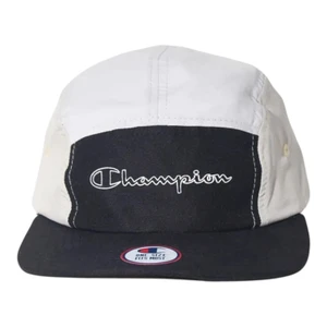 Boné Champion 5 Panel Micro Script Blk Off Khaki 1