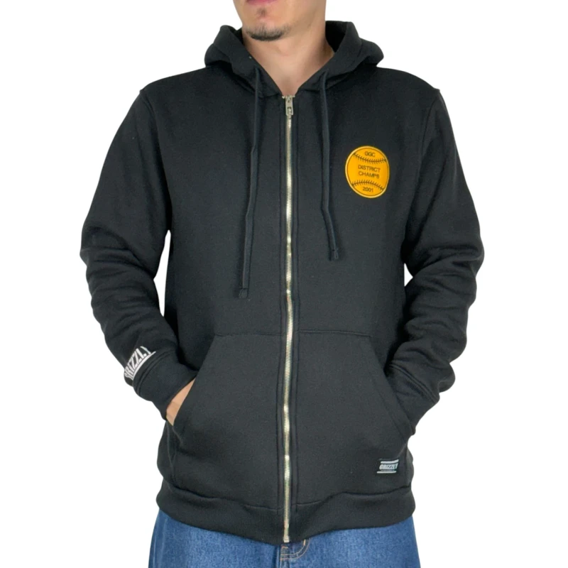 MOLETOM GRIZZLY ZIPER DISTRICT CHAMPS BLACK