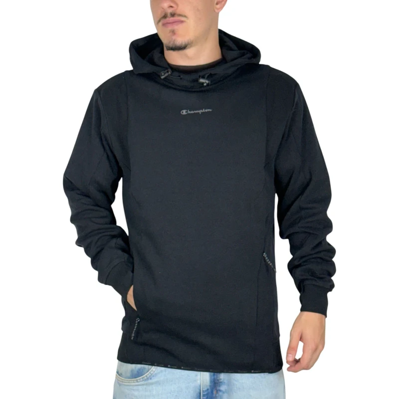 MOLETOM CHAMPION TECH MINI SCRIPT LOGO BLACK