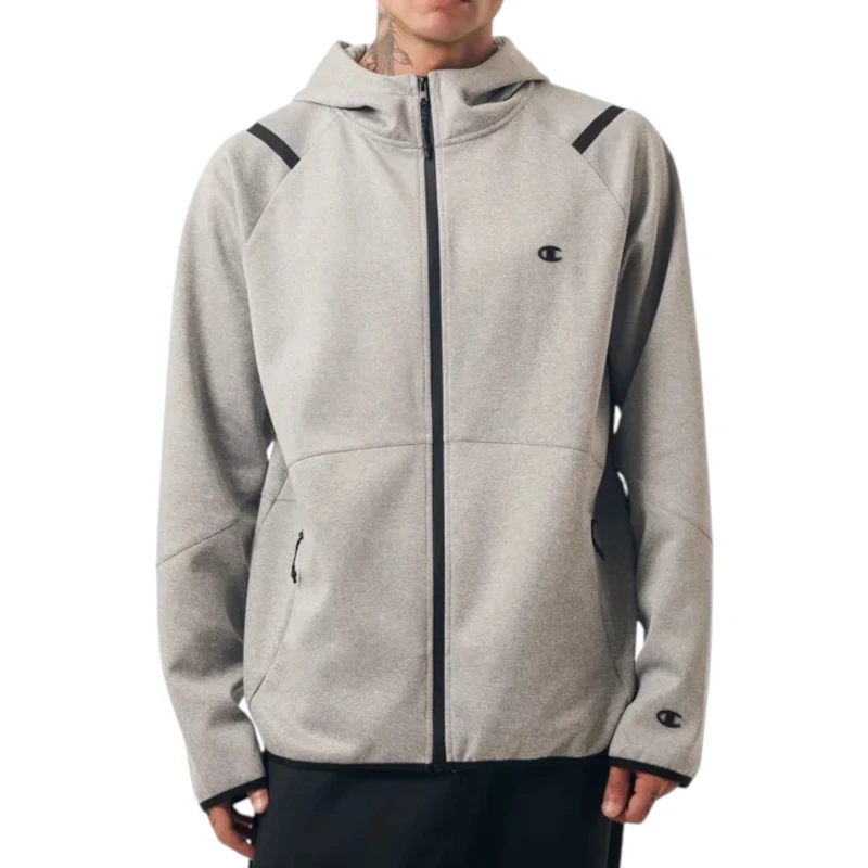 MOLETOM CHAMPION ZIP SCUBA REFLECTIVE C LOGO GRAY