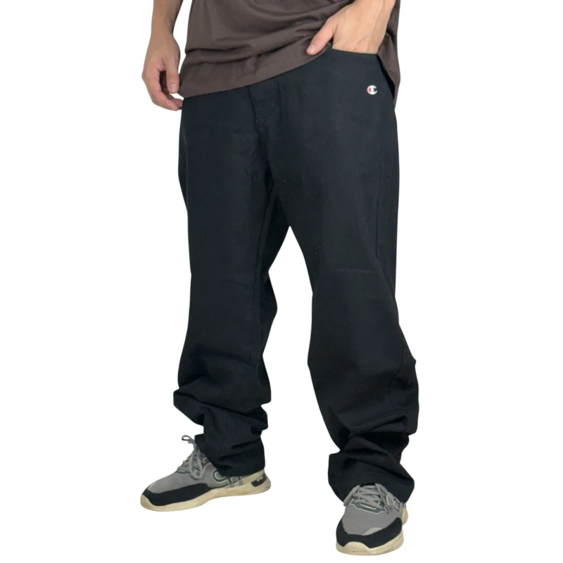 Calça Champion Sarja Oversized Script Black
