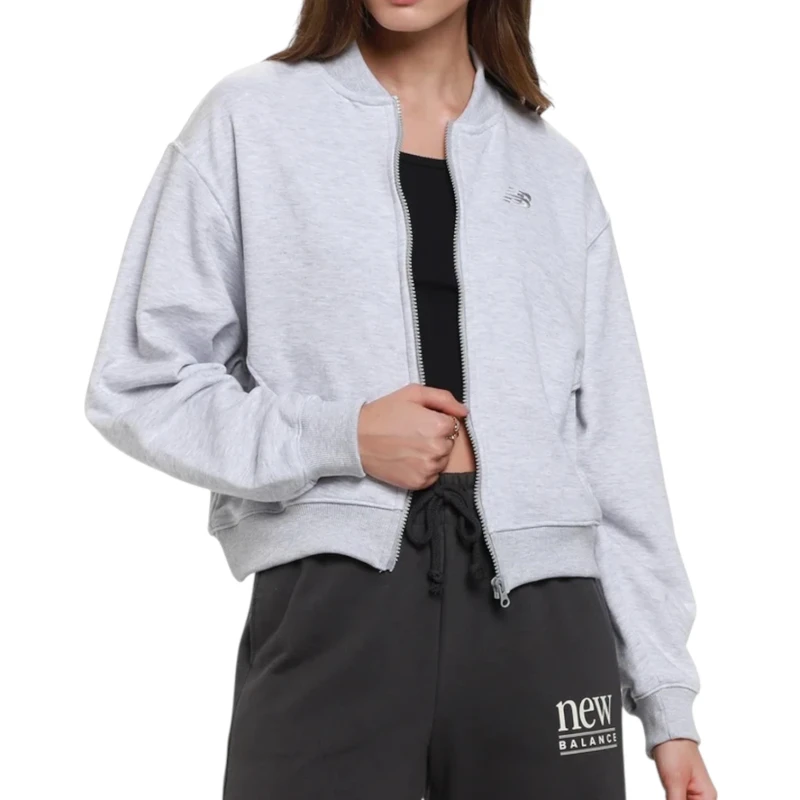 Moletom New Balance Feminino French Tr Cinza