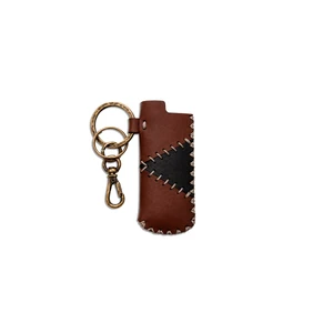 Porta Isqueiro Barra Couro Legitimo Retalhos Marrom 2