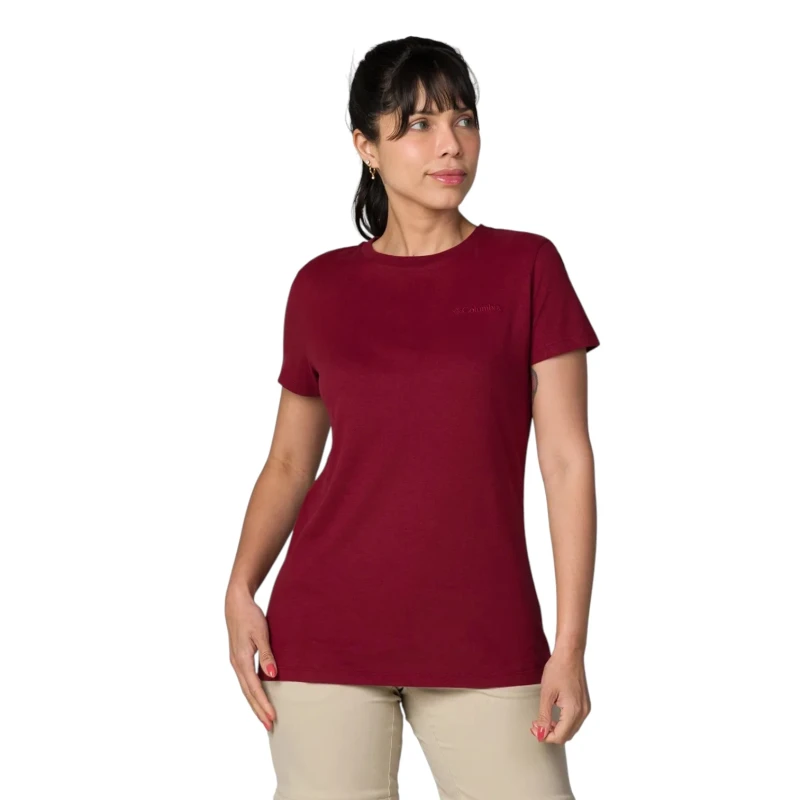 CAMISETA COLUMBIA FEMININA BASICA BORDADO MERLOT